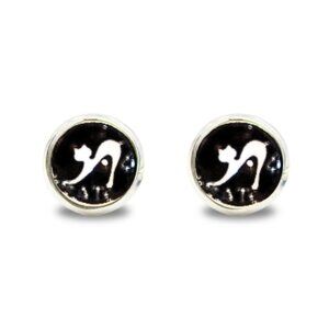 Leaping Cats Glass Cabochon Earrings